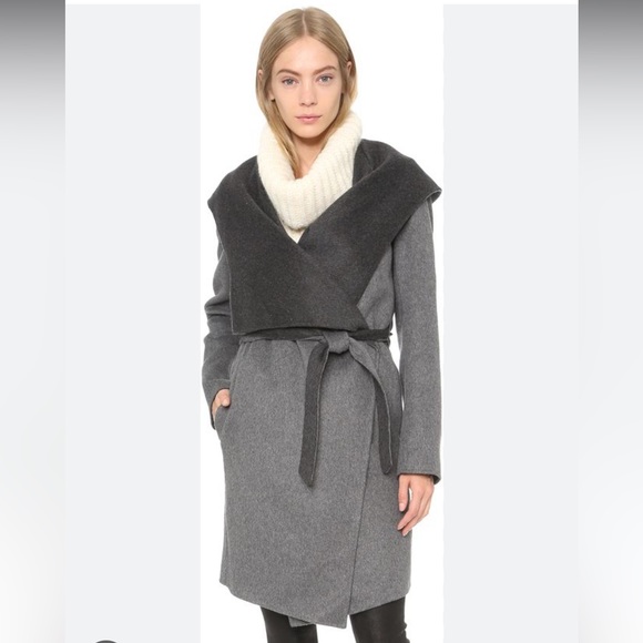NWT Soia & Kyo double face wool-blend wrap coat, gray, worn by Taylor Swift, S - Picture 7 of 10